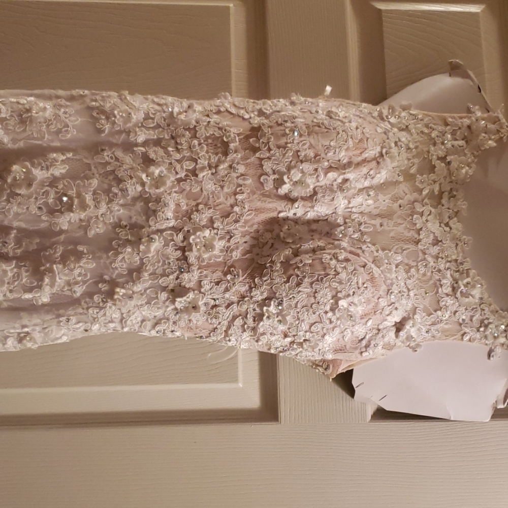 White size 8 pageant prom dress.